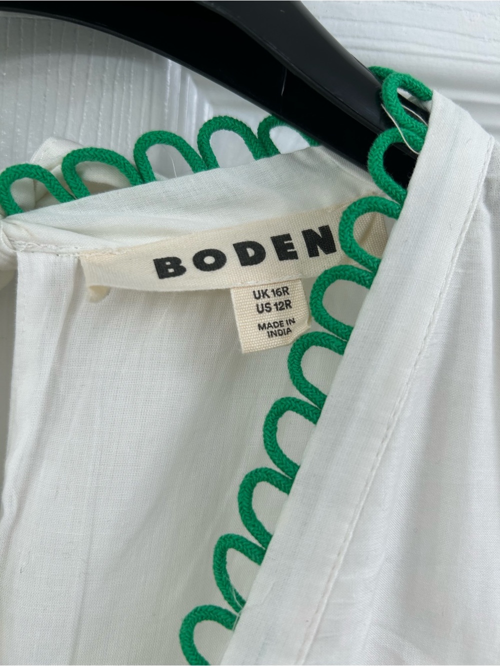 Boden Cotton Maxi Tie Neck Dress with Scalloped Trim - Picture 3 of 5
